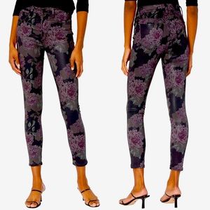 Joe's Jeans Charlie Ankle Skinny High Waist Calyx Coated Rose Print Black NEW